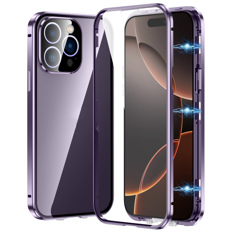 Magnetni pokrov 360 za Apple iPhone 16 Pro Max vijoličen