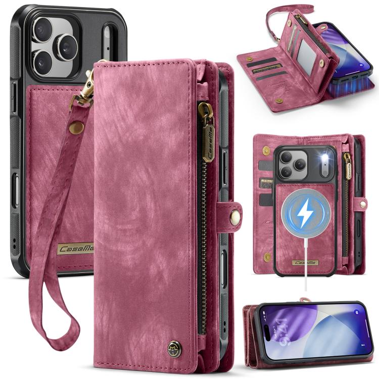 WALLET Zaščitni ovitek z denarnico 2v1 za Apple iPhone 17 Pro rdeče barve