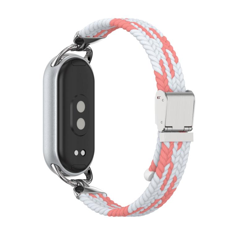 BRAIDED Najlonski pašček za Xiaomi Smart Band 10 / 9 / 8 roza-bel