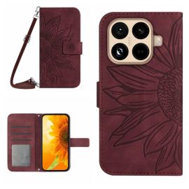 ART SUNFLOWER Denarnični ovitek z vrvico za Xiaomi 15T Pro bordo