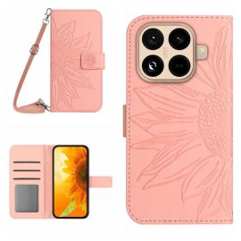 ART SUNFLOWER Denarnični ovitek z vrvico za Xiaomi 15T Pro roza
