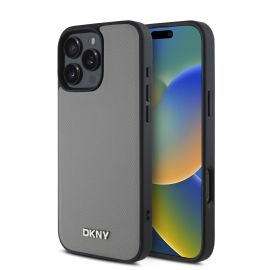 DKNY PU LEATHER SILVER Zaščitni pokrov Apple iPhone 16 Pro Max siva