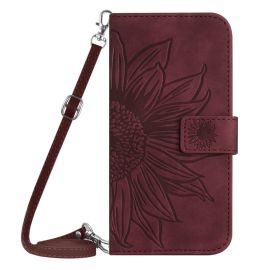ART SUN FLOWER Etui denarnica s paščkom Xiaomi Poco F5 Pro bordo