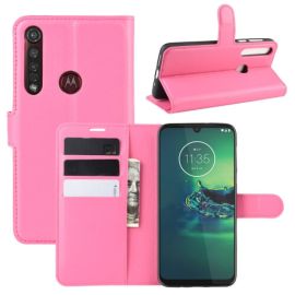LITCHI Wallet etui Motorola Moto G8 Plus roza