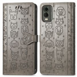 CUTE CAT Ovitek za denarnico Nokia C32 siv