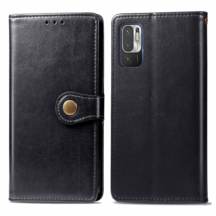 USNJENA LEATHER Redmi denarnica Xiaomi BUCKLE Note 10 5G / Poco M3 Pro črna