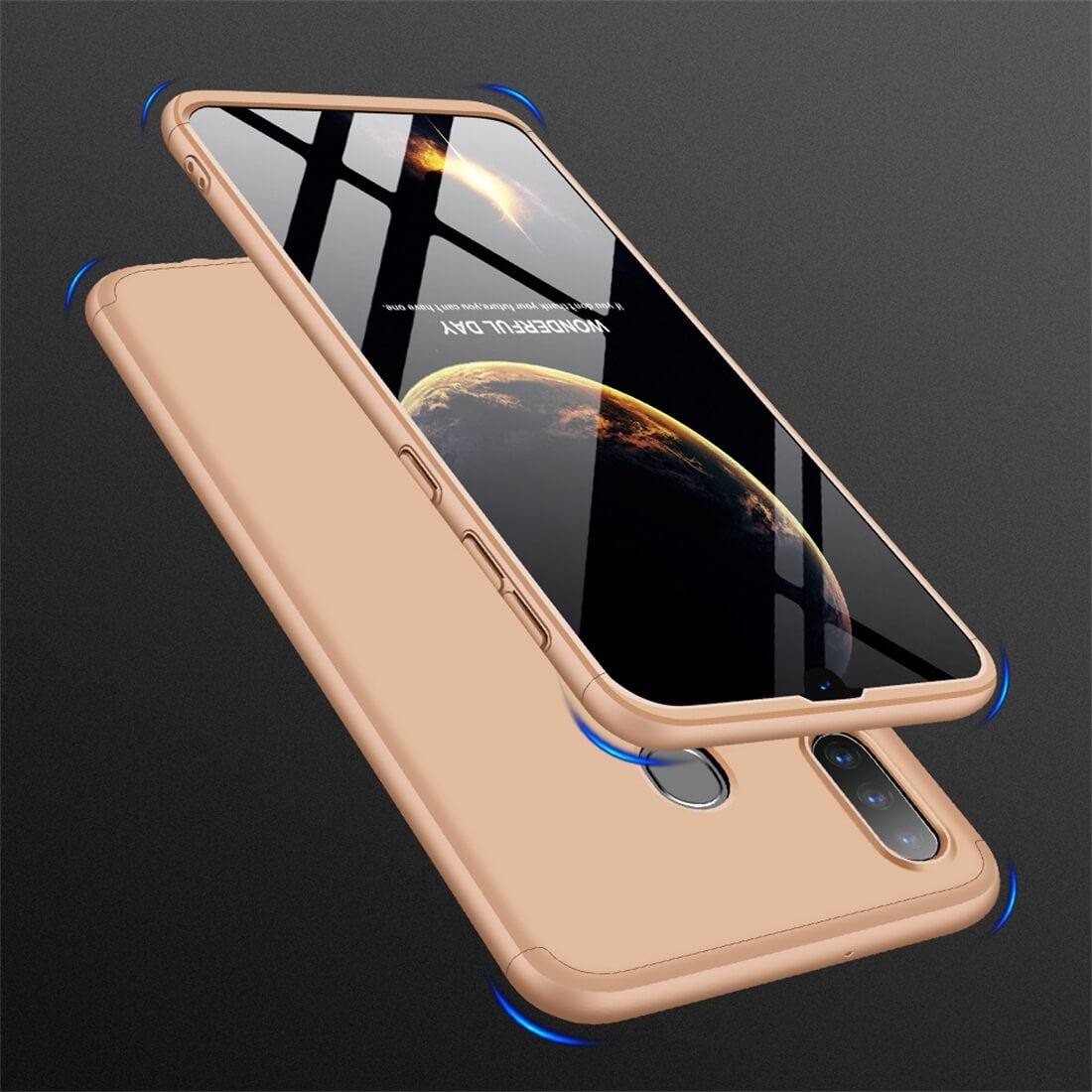360° zaščitna torbica Samsung Galaxy A30 zlata